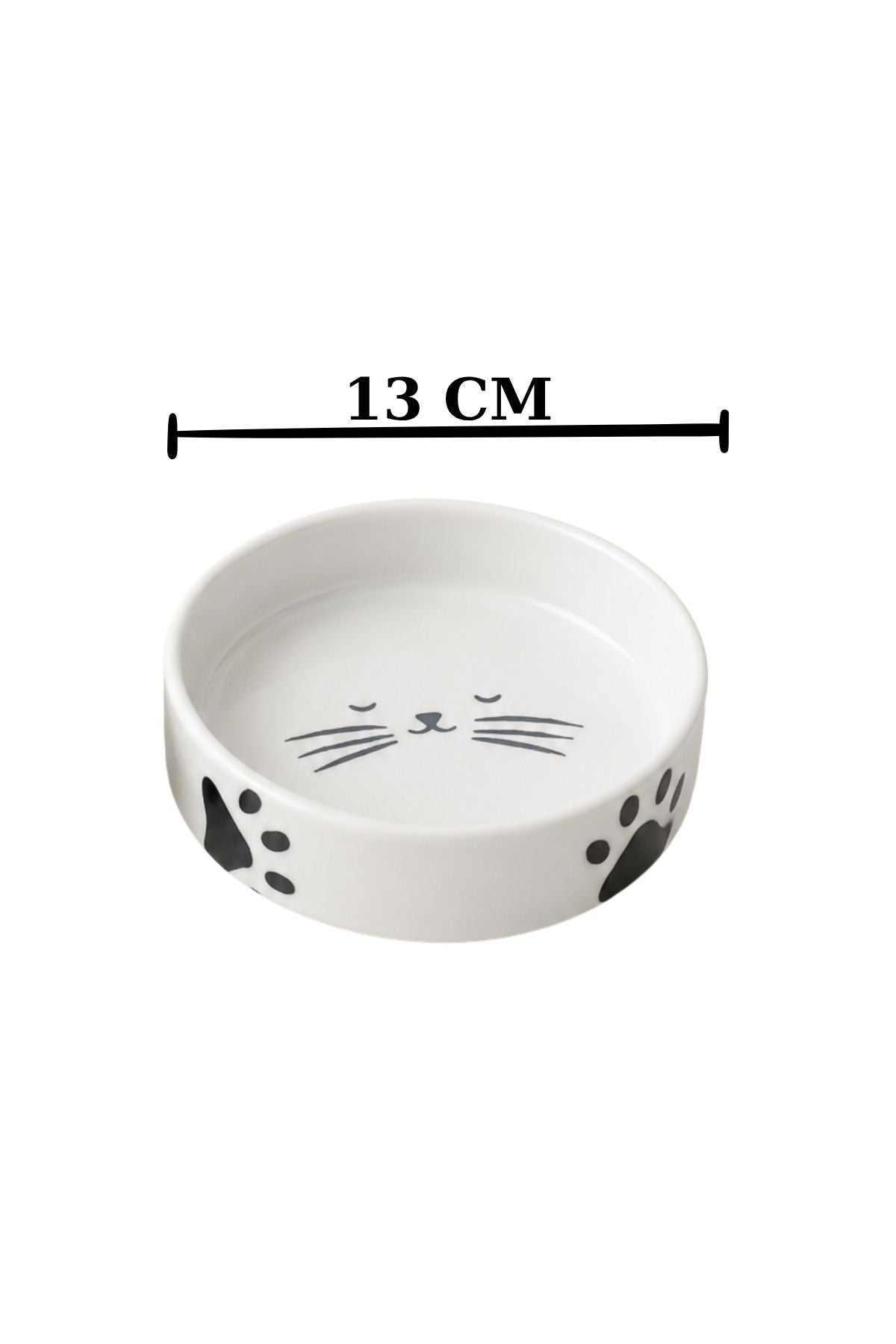 2’li Seramik Kedi Köpek Mama ve Su Kabı 13 cm 300 ml Pati Ve Kılçık Desenli - Görsel 4