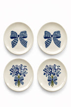 Azure Bloom 4’lü Handmade Çiçek Desenli Seramik Tatlı Tabağı 16 cm Pasta Kahvaltı Sunum Tabak Seti - Görsel 3