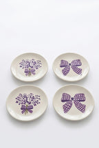 Lilac Bloom 4’lü Handmade Seramik Tatlı Tabağı 16 cm Lila Çiçek Desenli Pasta Kahvaltı Sunum Tabak Seti Şık - Görsel 4