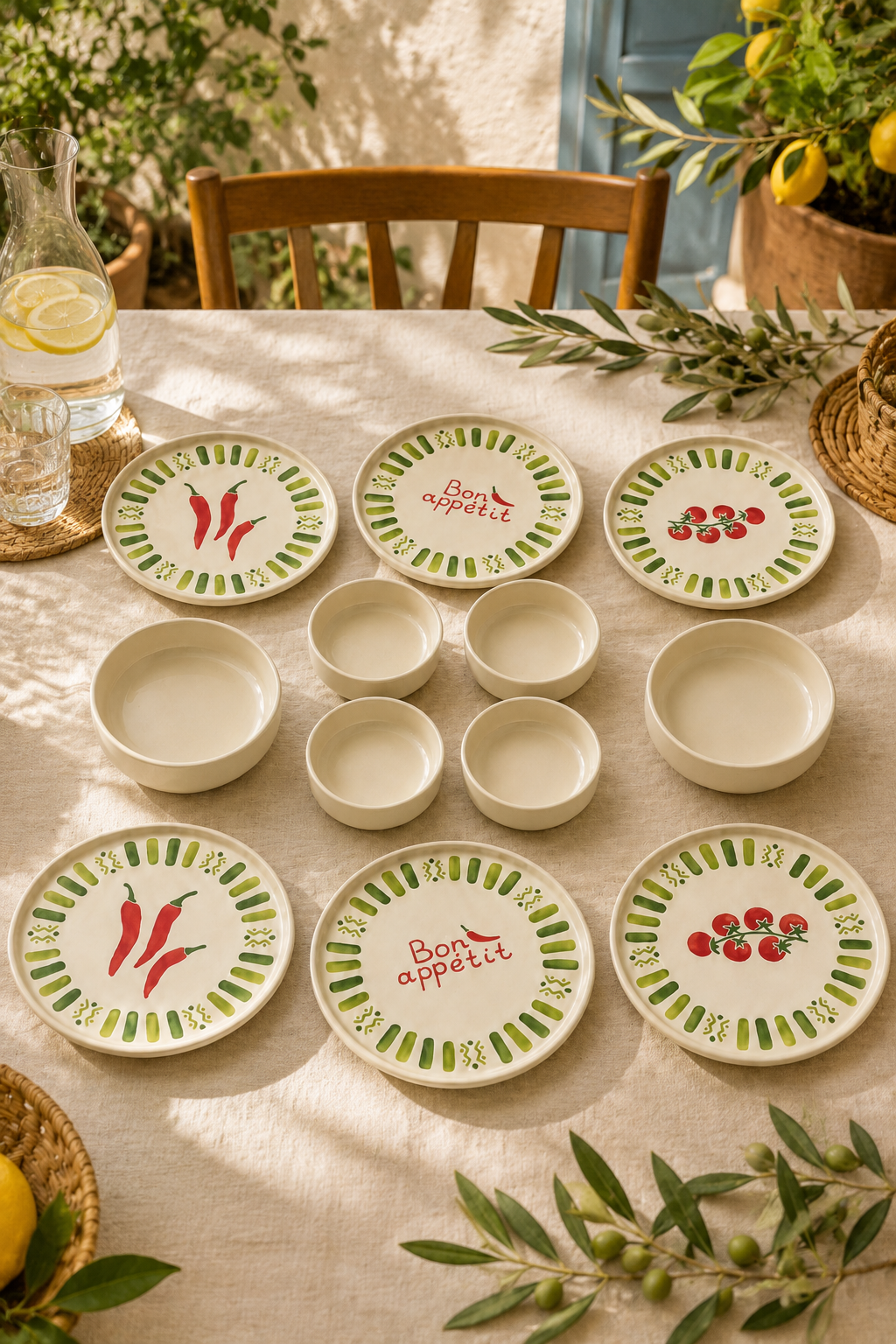 Verde Bon Appetit 12 Parça 6 Kişilik Stackable Seramik Kahvaltı Takımı Lüx Sunum Seti Tabağı - Görsel 3