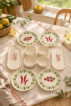 Verde Bon Appetit 10 Parça 4 Kişilik Stackable Seramik Kahvaltı Takımı Lüx Sunum Seti Tabağı - Sofralya