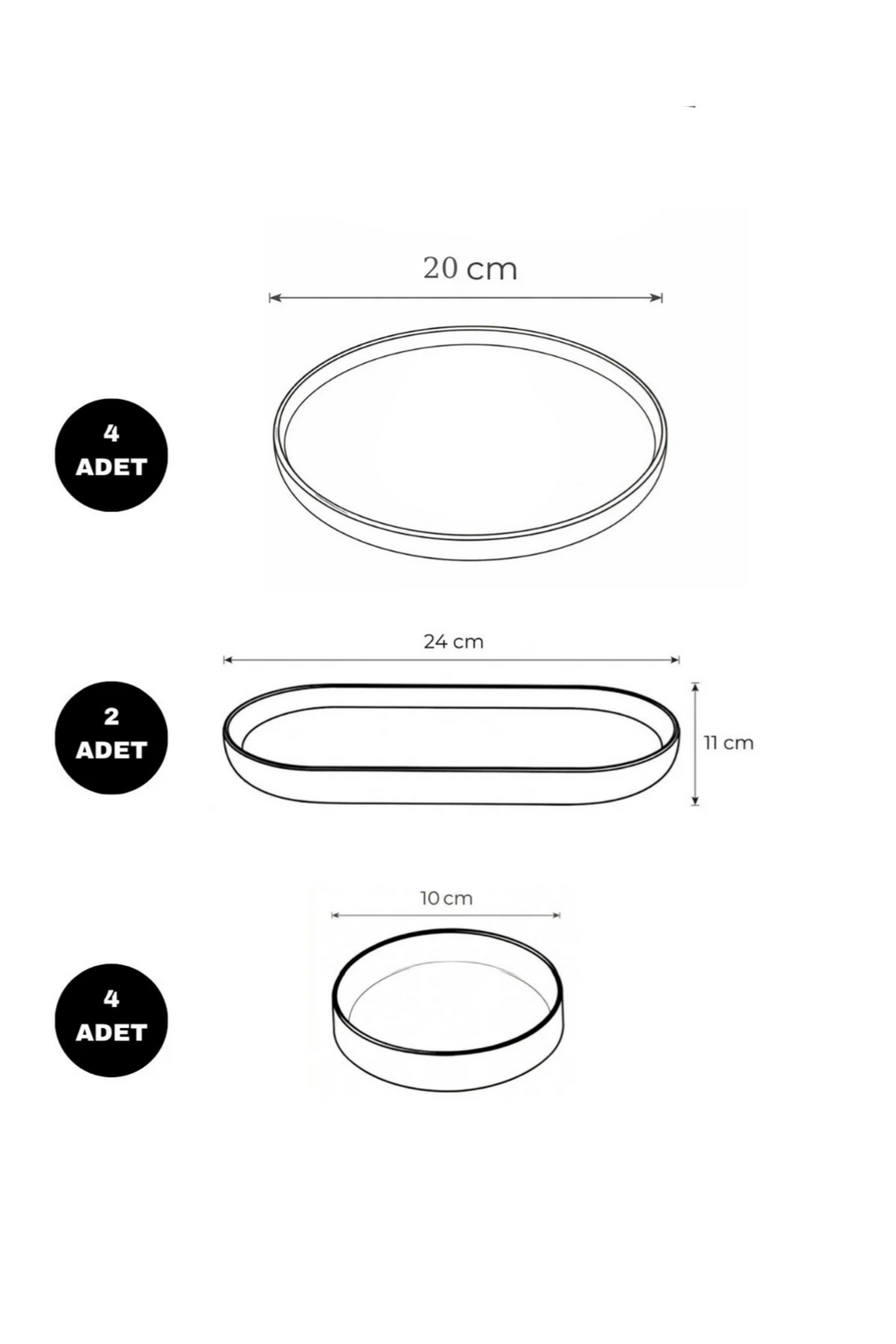 Verde Bon Appetit 10 Parça 4 Kişilik Stackable Seramik Kahvaltı Takımı Lüx Sunum Seti Tabağı - Görsel 3
