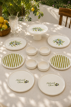Olea 11 Parça 6 Kişilik Stackable Seramik Kahvaltı ve Servis Takımı Zeytin Desenli - Sofralya