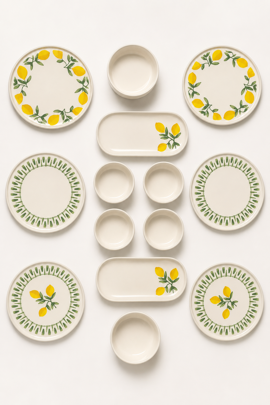 Riviera Green 14 Parça 6 Kişilik Handmade Stackable Seramik Tabak Seti Premium Sunum & Kahvaltı Takımı - Görsel 3