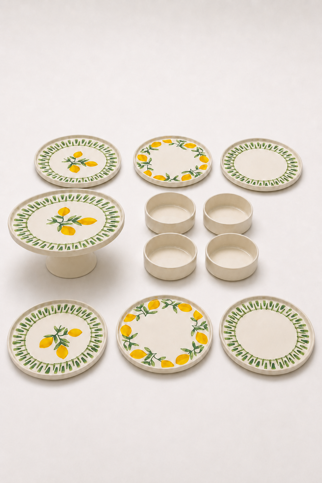 Riviera Green 11 Parça 6 Kişilik Handmade Stackable Seramik Tabak Seti Premium Sunum & Kahvaltı Takımı - Görsel 3