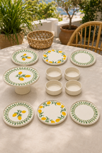 Riviera Green 11 Parça 6 Kişilik Handmade Stackable Seramik Tabak Seti Premium Sunum & Kahvaltı Takımı - Sofralya