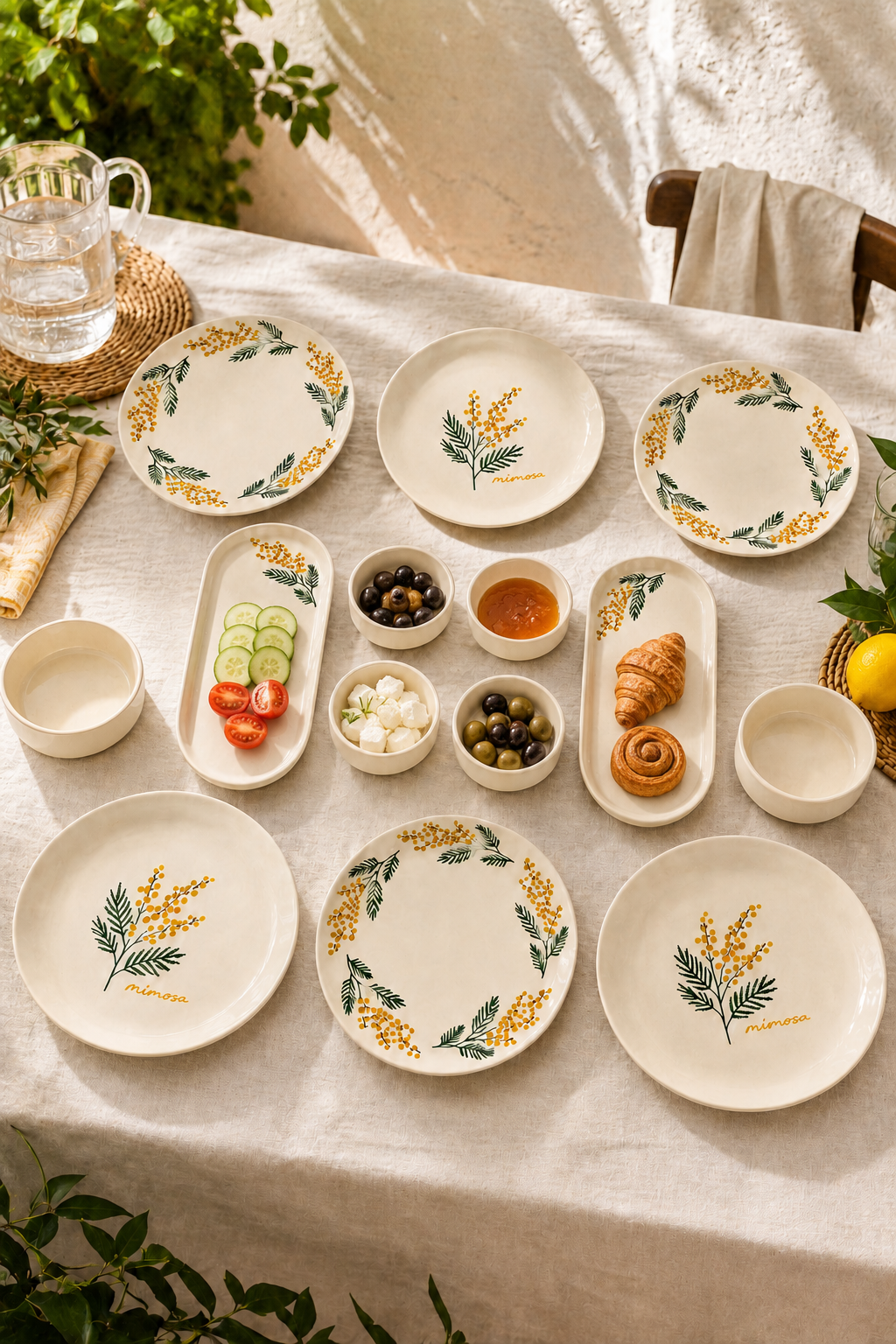 Fiora 14 Parça 6 Kişilik Kahvaltı Takımı Çiçek Desenli Seramik Sunum Seti - Görsel 2