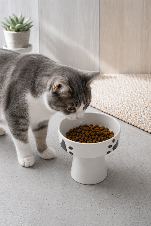 Ayaklı Seramik Kedi ve Köpek Mama ve Su Kabı 13 cm 300 ml