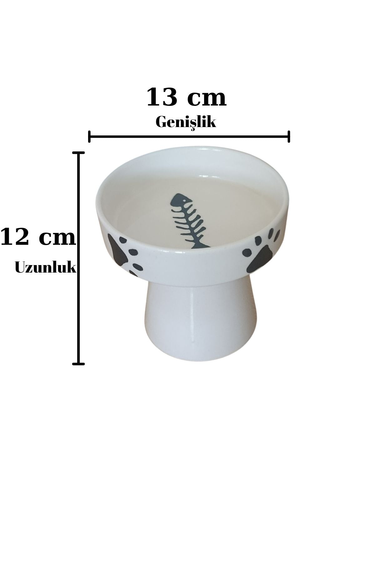Seramik Kedi ve Köpek Mama Su Kabı 300 ml Ayaklı Yükseltilmiş Mama Kabı 13 cm - Görsel 3