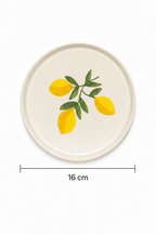 Sorrento 6 Adet 16 cm Seramik Tatlı Tabağı Seti Akdeniz Esintili Limon Desenli Pasta ve Sunum Tabağı - Görsel 3