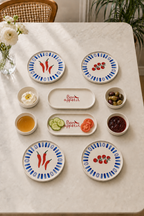 Azure Bon Appetit 10 Parça 4 Kişilik Handmade Stackable Seramik Kahvaltı Takımı Lüx Sunum Seti Tabağı - Görsel 2