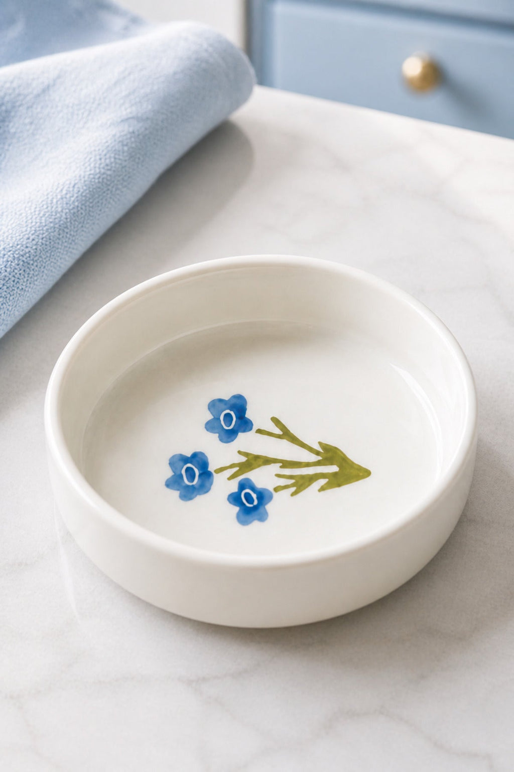 Azure Bloom 4’lü Handmade Seramik Kase Seti 10 Cm Çiçek Desenli Çerezlik ve Sosluk - Görsel 2