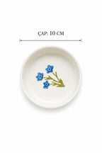 Azure Bloom 4’lü Handmade Seramik Kase Seti 10 Cm Çiçek Desenli Çerezlik ve Sosluk - Görsel 3