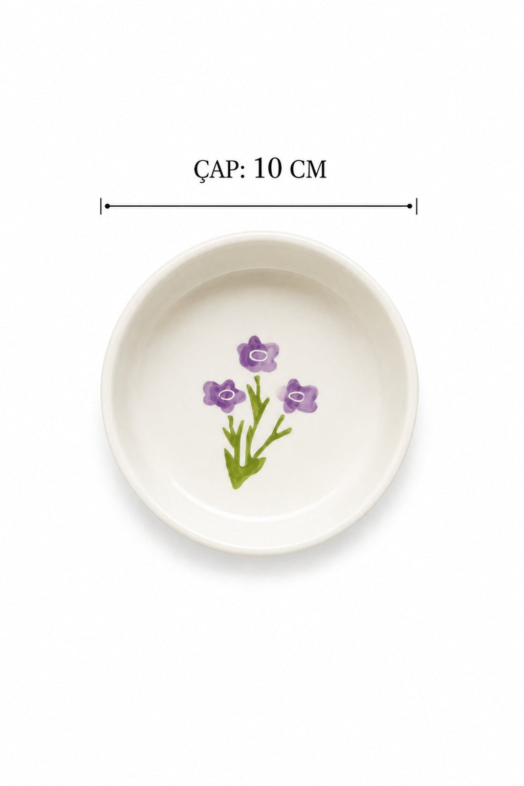 Lilac Bloom 4’lü Handmade Seramik Kase Seti 10 Cm Çiçek Desenli Çerezlik ve Sosluk - Görsel 2