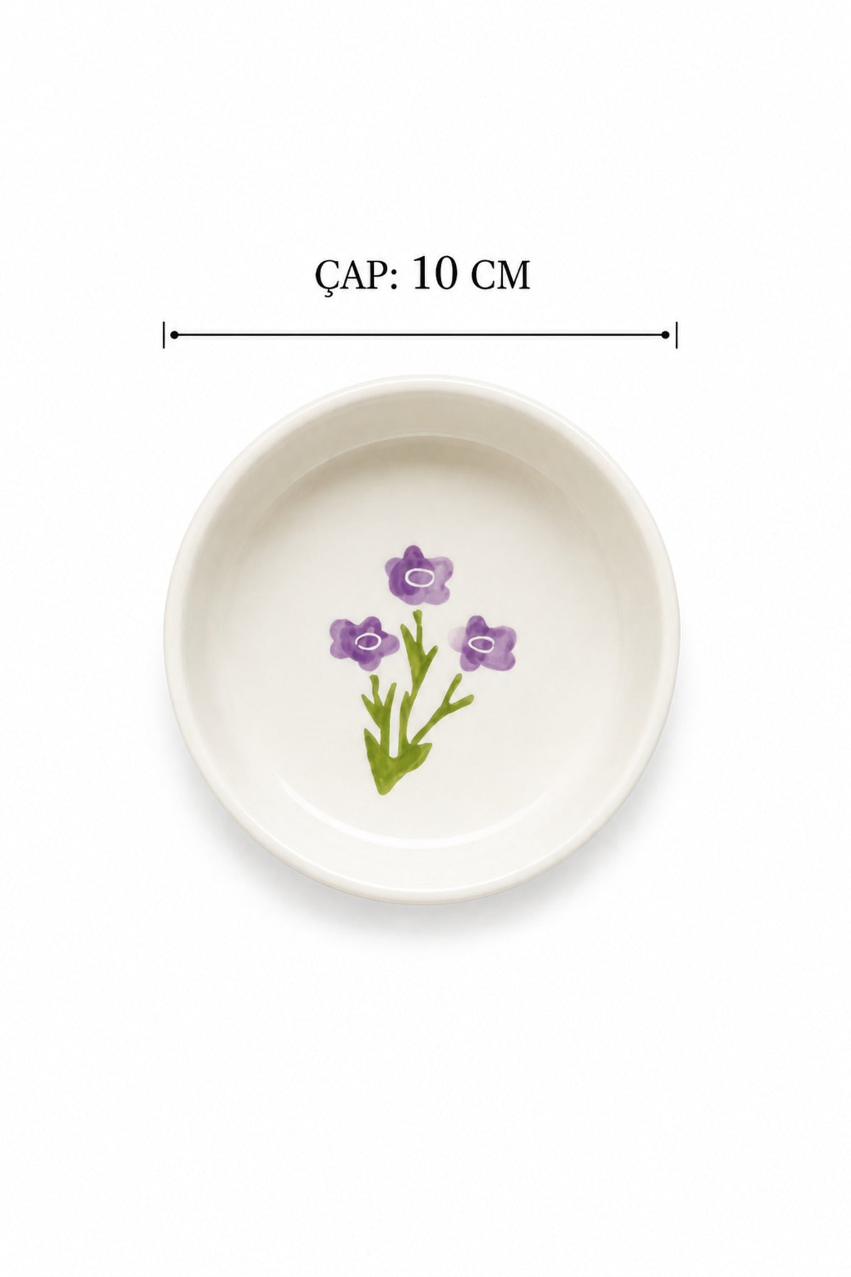 Lilac Bloom 4’lü Handmade Seramik Kase Seti 10 Cm Çiçek Desenli Çerezlik ve Sosluk - Görsel 2