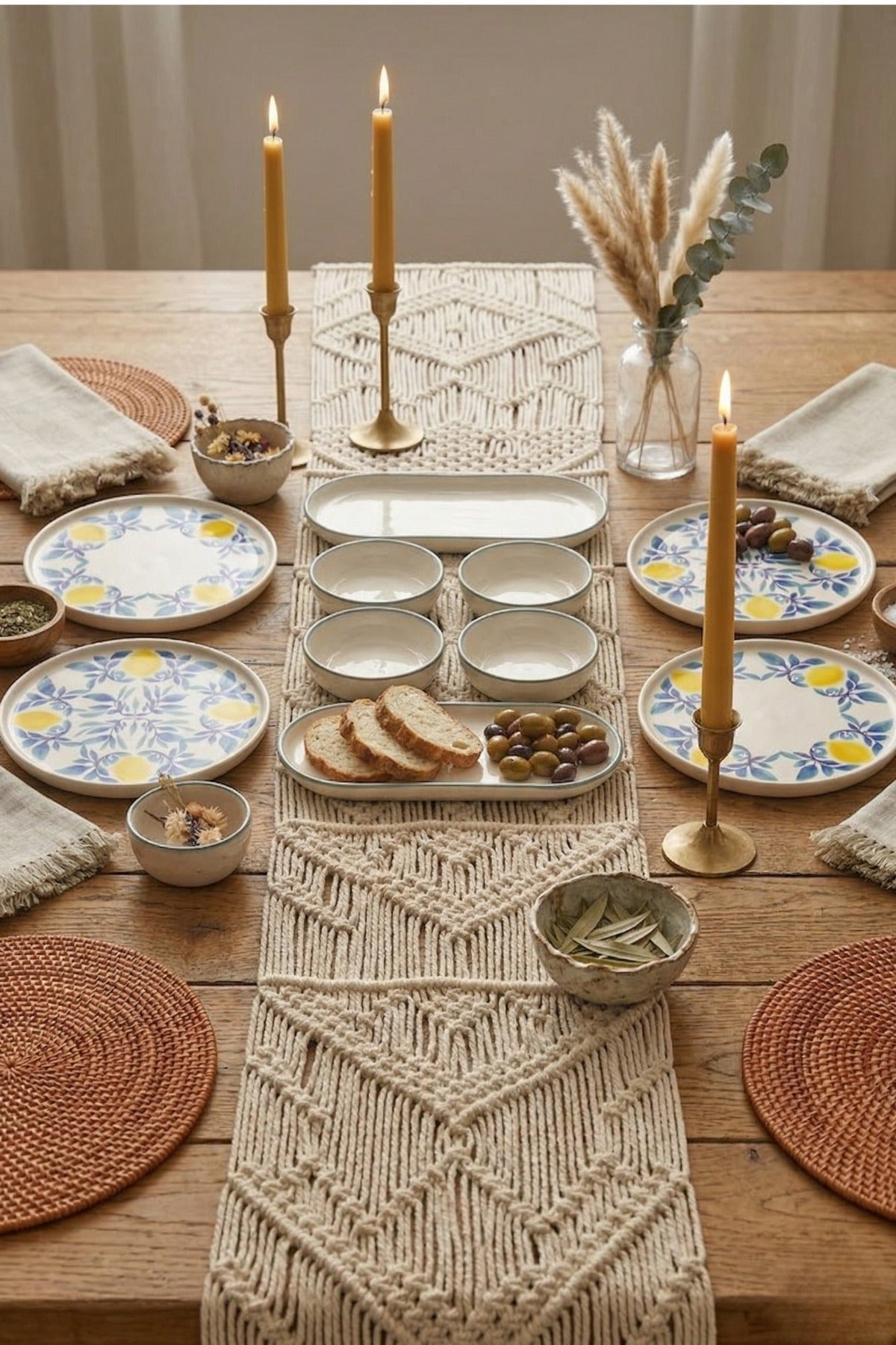 Limona 10 Parça 4 Kişilik Handmade Handmade Stackable Seramik Tabak Seti Premium Sunum & Kahvaltı Takımı - Görsel 2