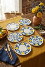 Limona 6'lı Handmade Handmade Stackable Seramik Pasta Tabak Seti - Premium Sunum & Kahvaltı Takımı - 20 cm - Sofralya