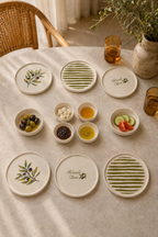 Olea 12 Parça 6 Kişilik Handmade Stackable Seramik Tabak Seti Premium Sunum Zeytin Kahvaltı Takımı - Görsel 2