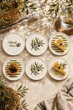 Olea 6’lı Seramik Tatlı Tabağı Seti 16 cm – Zeytin Desenli Pasta ve Sunum Tabağı - Görsel 2