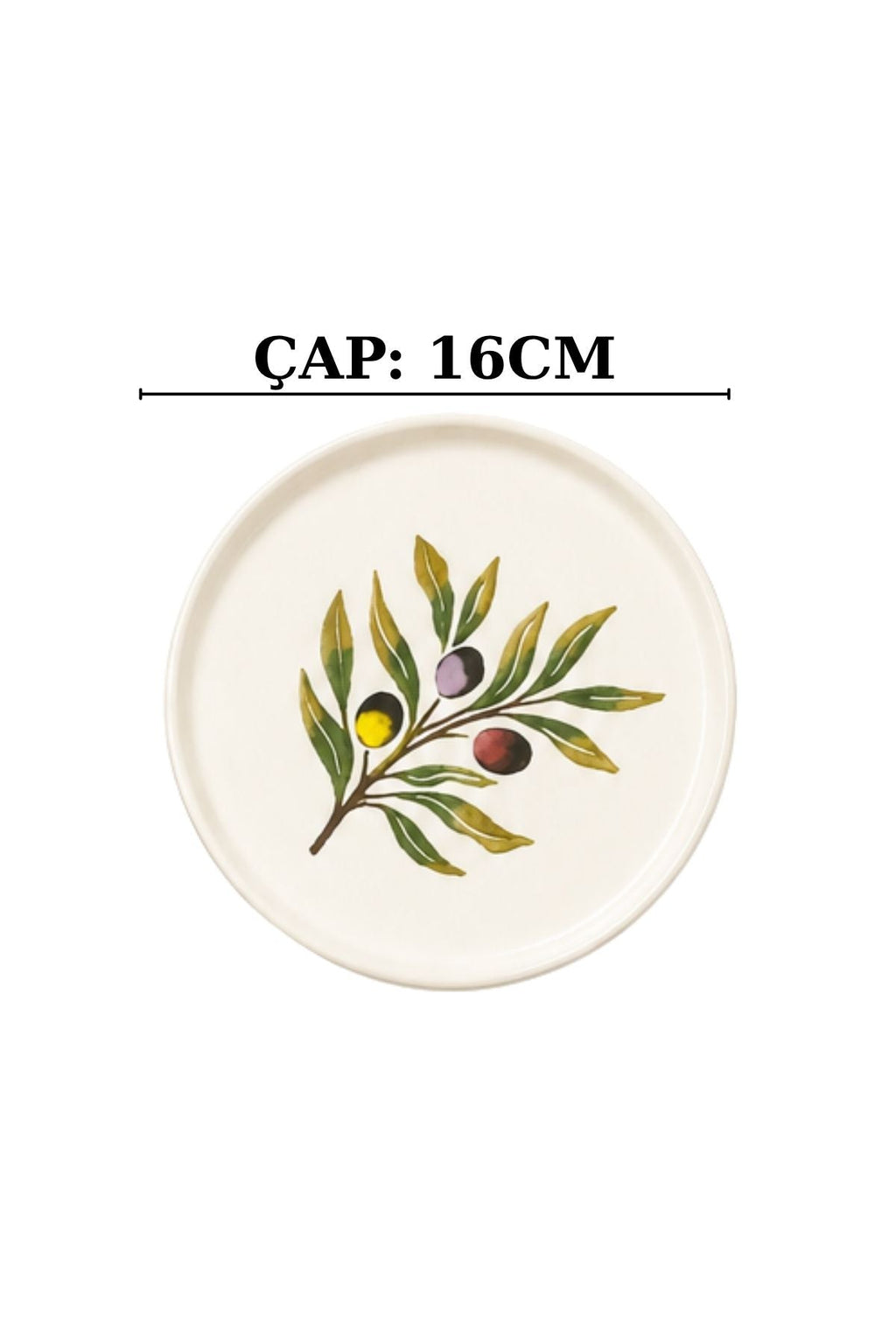 Olea 6’lı Seramik Tatlı Tabağı Seti 16 cm – Zeytin Desenli Pasta ve Sunum Tabağı - Görsel 3
