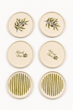 Olea 6’lı Stackable Seramik Pasta Tabağı Seti 20 cm Zeytin Desenli Tatlı ve Servis Tabağı - Görsel 3