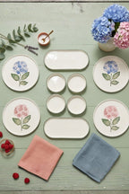 Hortensia 10 Parça 4 Kişilik Handmade Stackable Seramik Tabak Seti Premium Sunum & Kahvaltı Takımı - Sofralya