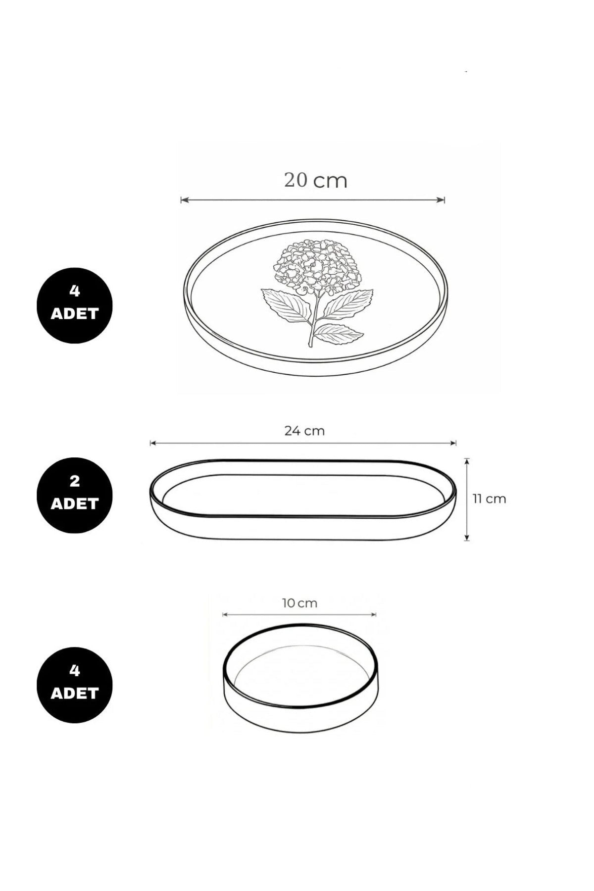 Hortensia 10 Parça 4 Kişilik Handmade Stackable Seramik Tabak Seti Premium Sunum & Kahvaltı Takımı - Görsel 3