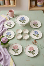 Hortensia 11 Parça 6 Kişilik Handmade Stackable Ayaklı Sunum Standlı Seramik Tabak Seti & Kahvaltı Takımı - Görsel 2