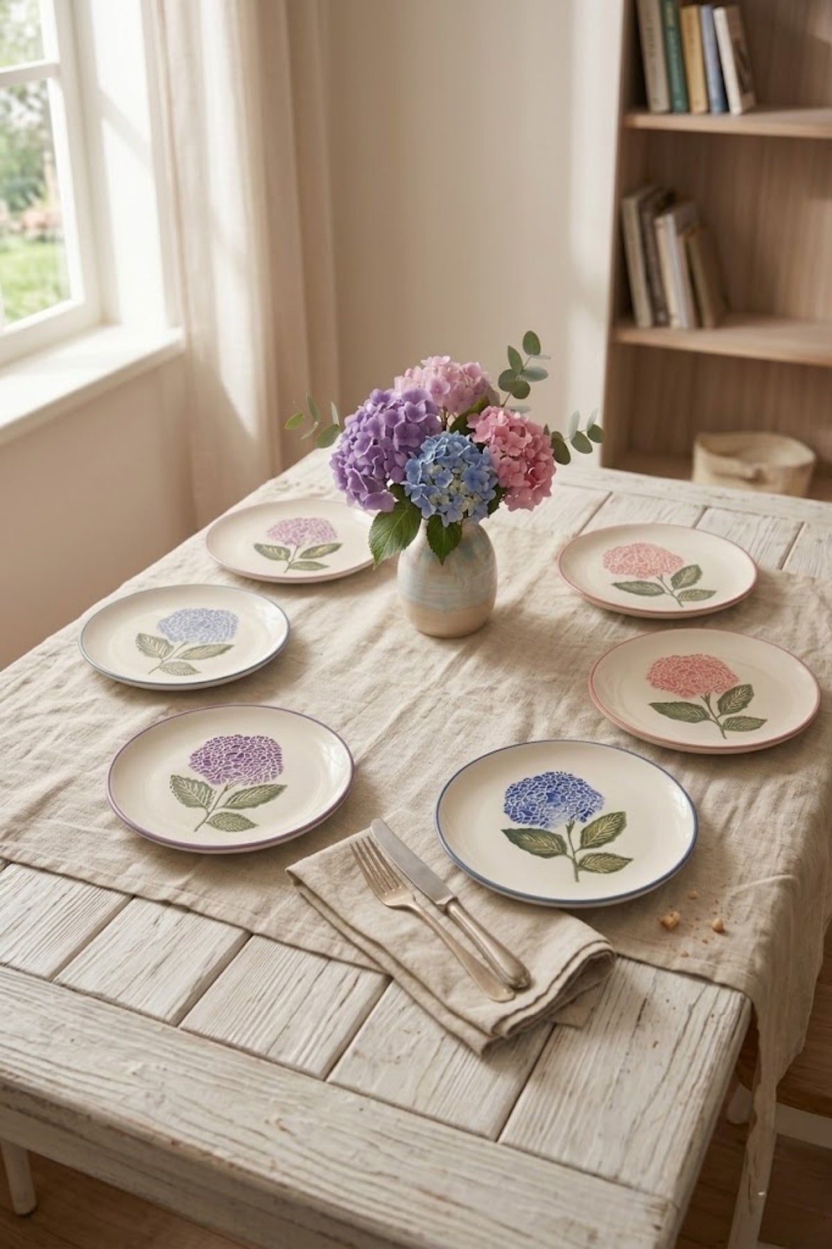 Hortensia 6’lı Handmade Pasta Tabağı Seramik – Sunum & Tatlı Servis Tabak Seti Kahvaltı Tabağı - Sofralya