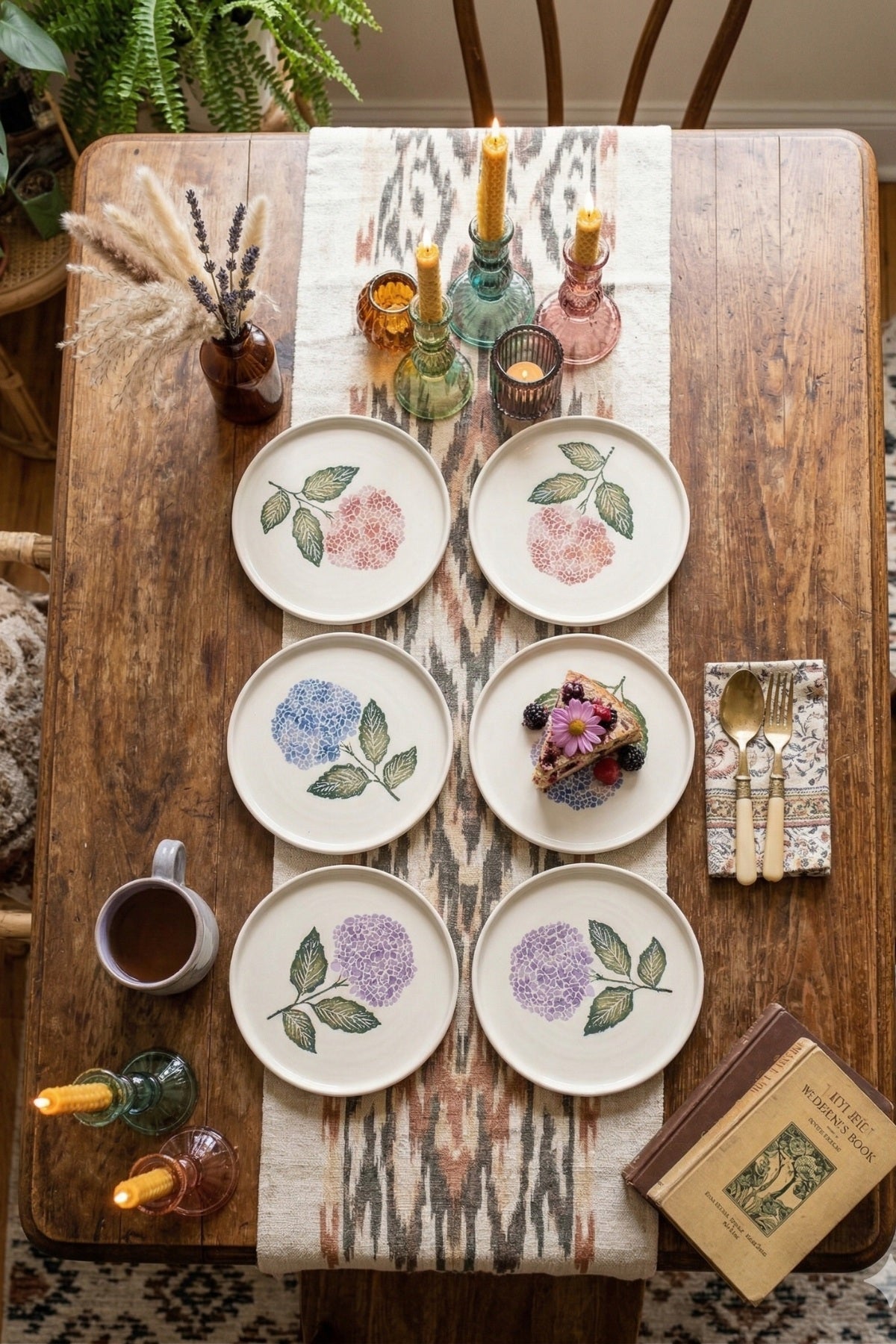 Hortensia 6'lı Handmade Stackable Seramik Pasta Tabak Seti - Premium Sunum & Kahvaltı Takımı - 20 cm - Görsel 2