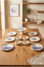 Azure Bloom 6 Kişilik 11 Parça Handmade Seramik Kahvaltı Takımı Mavi Desenli Modern Sunum & Pasta Tabağı Seti - Görsel 2