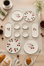 Rosella Cherry 10 Parça 4 Kişilik Handmade Kahvaltı Takımı Lüx Kahvaltılık Sunum Seti Tabağı & Pasta Sunum Tabağı - Görsel 3