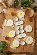 Dolce Limone 14 Parça 6 Kişilik Handmade Stackable Seramik Tabak Seti Premium Sunum & Kahvaltı Takımı - Görsel 2