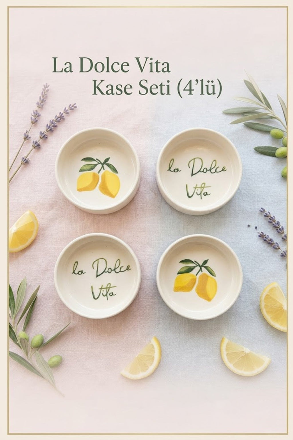 Vita Limone 4 Parça 10 Cm Handmade Seramik Kase Seti Çerezlik Sunumluk Kahvaltılık - Sofralya