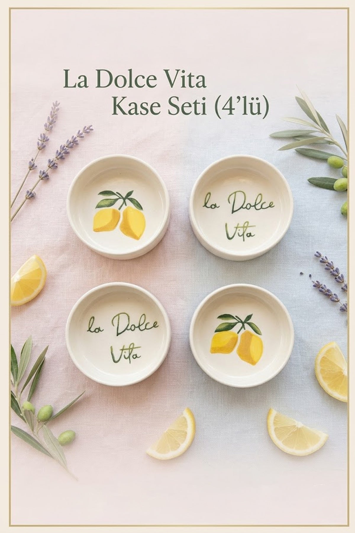 Vita Limone 4 Parça 10 Cm Handmade Seramik Kase Seti Çerezlik Sunumluk Kahvaltılık - Sofralya