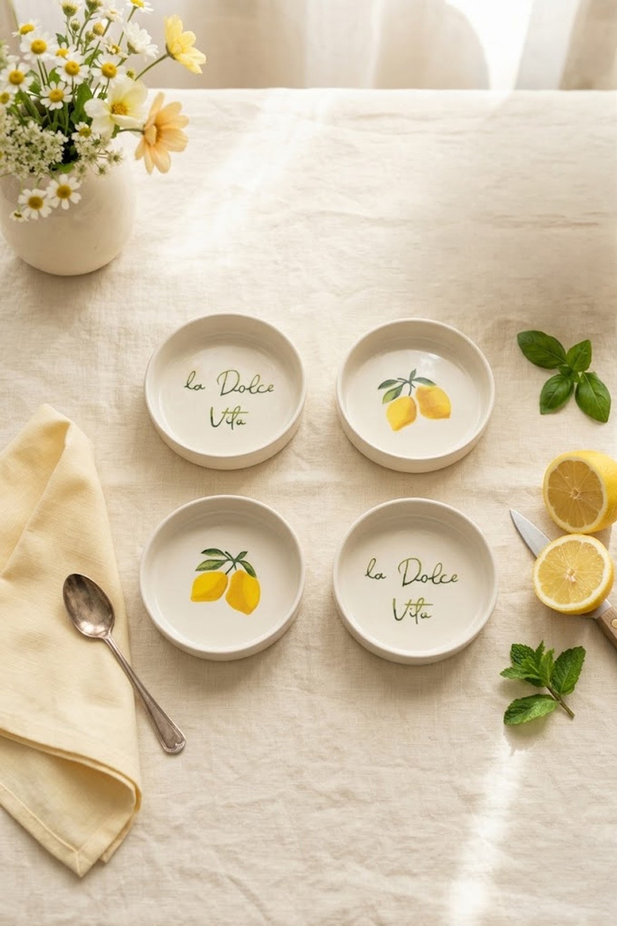 Vita Limone 4 Parça 10 Cm Handmade Seramik Kase Seti Çerezlik Sunumluk Kahvaltılık - Görsel 2