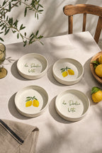 Vita Limone 4 Parça 13 Cm Handmade Seramik Çerezlik & Sosluk Kase Kahvaltılık Sunumluk - Sofralya
