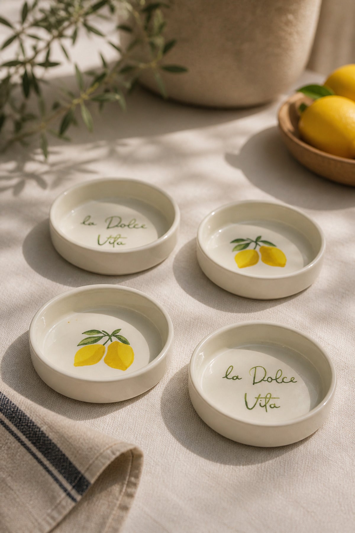 Vita Limone 4 Parça 13 Cm Handmade Seramik Çerezlik & Sosluk Kase Kahvaltılık Sunumluk - Görsel 2