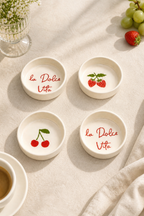 Vita Rosso 4 Parça 10 Cm Handmade Seramik Kase Seti Çerezlik Sunumluk Kahvaltılık - Sofralya